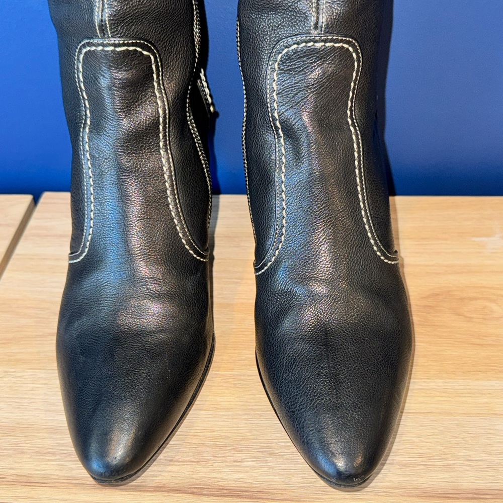 Bally Y2K Black Leather Knee High Boots | Pointed Toe | 3” Heel | EU 36.5 - Picture 4 of 15